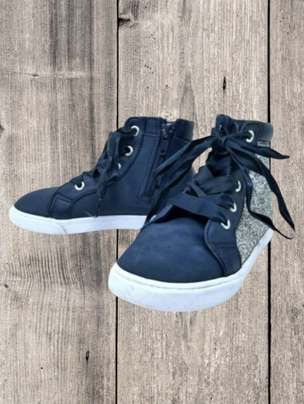 DISNEY-FROZEN NAVY & SILVER GLITTER HIGH-TOP SZ 9.5
